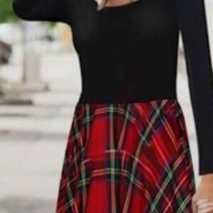 Holiday Plaid Long Maxi Dress Women’s 2XL